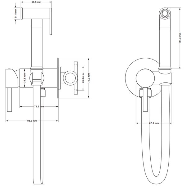 Mexen Elba, baterie pentru bideu ascuns cu spray manual, crom, 7599250-00
