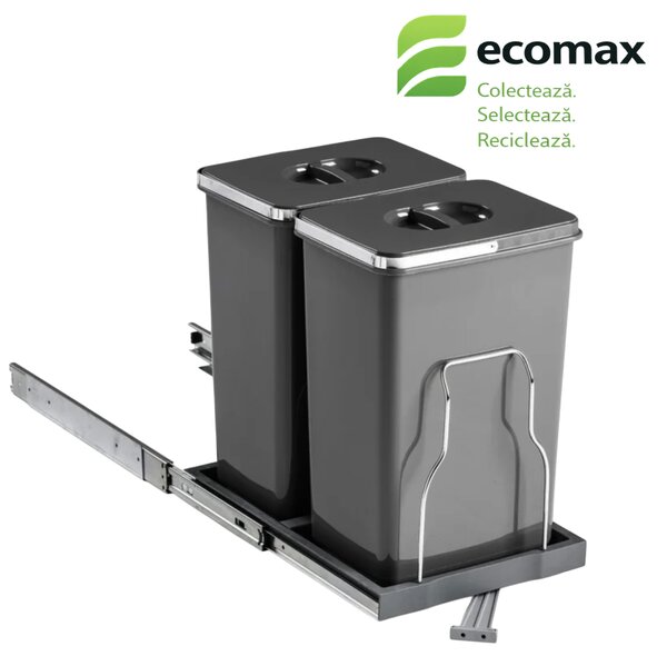 Cos gunoi incorporabil Ecomax Patty 45 Automatic, colectare selectiva, 2 x 20 l