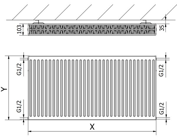 Mexen, radiator panou Mexen C22 500 x 600 mm, racord lateral, 855 W, negru - W422-050-060-70