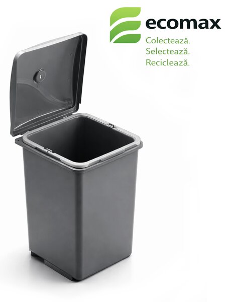 Cos gunoi incorporabil Ecomax Pepe, gri, 1 x 13 l