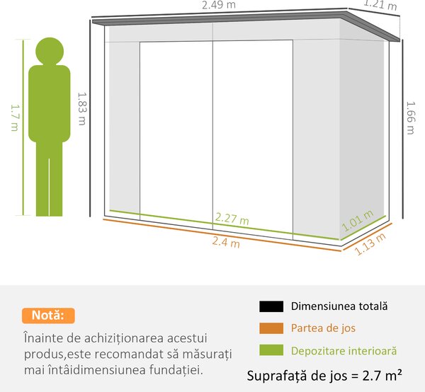 Outsunny Sopron Gradina 8×4 ft – Otel Galvanizat pentru Depozitare | Aosom Romania