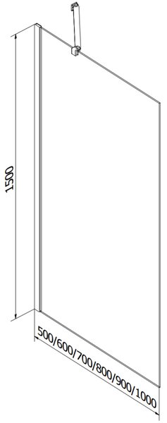 Mexen Next paravan baie 1-canat 50 x 150 cm, transparent, crom - 895-050-000-00-00-01