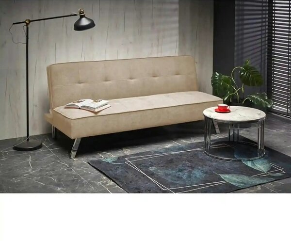 Canapea extensibila CARLITO, bej, stofa clasica/metal, 173x83/97x80 cm