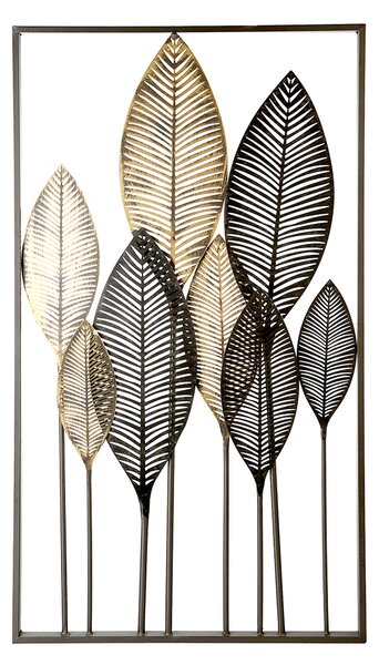 Decoratiune pentru perete Palm leaf, metalic, maro auriu ,95x53x3