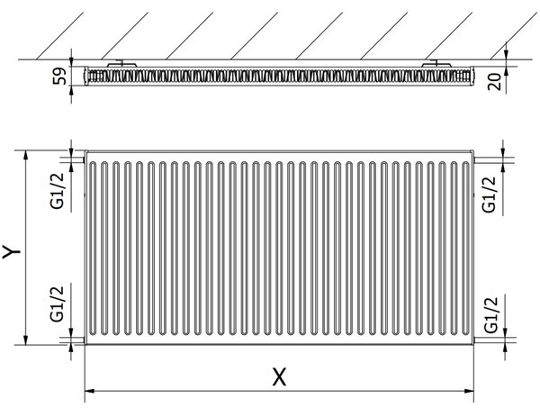 Mexen, radiator panou Mexen C11 300 x 1000 mm, racord lateral, 489 W, negru - W411-030-100-70
