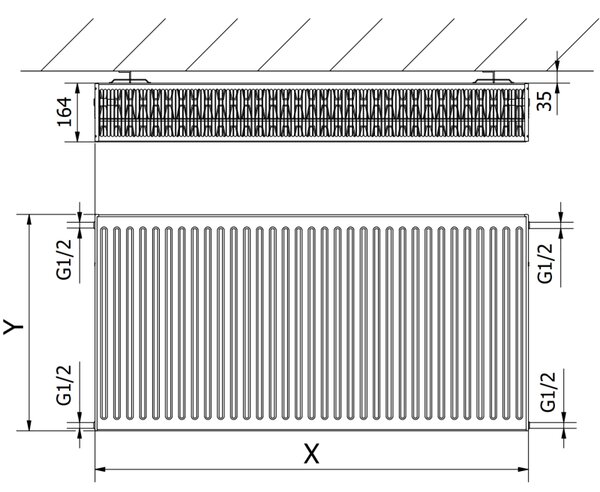 Mexen, Radiator panou Mexen C33 600 x 700 mm, racord lateral, 1634 W, alb - W433-060-070-00