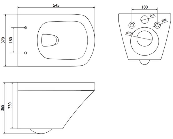 Mexen Vito, WC suspendat Rimless 54,5 x 37 cm cu scaun cu cădere lentă din duroplast, alb, 30174000