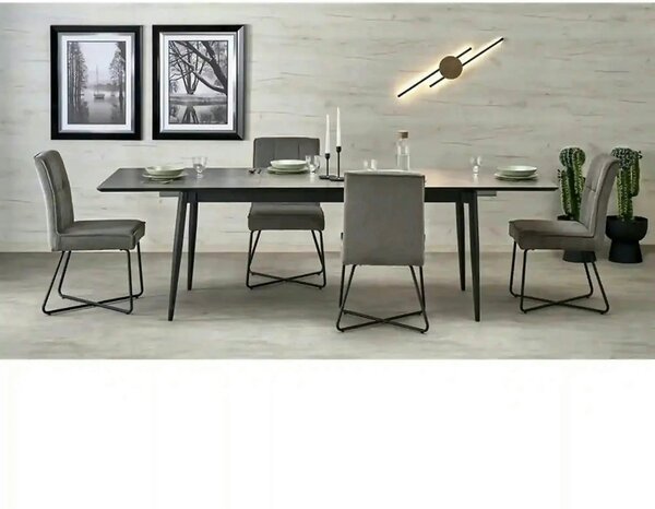 Masa extensibila CHARLES, gri/negru, 180/260x90x76 cm
