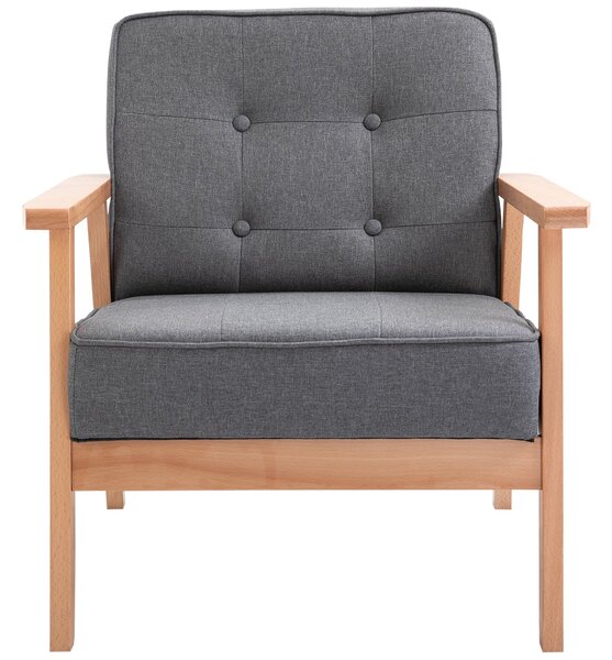 HOMCOM Fotoliu Vintage Stil Scandinav Moale și Confortabil Capitonat cu Butoni, 64,5x70x74 cm, Gri | Aosom Romania
