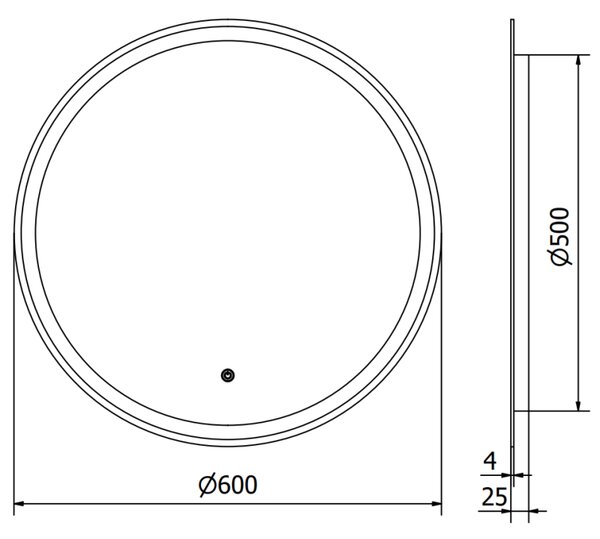 Mexen Gobi, oglinda LED rotunda pentru baie cu iluminare din spate 60 cm, 6000K, anti-aburire, 9801-060-060-611-00