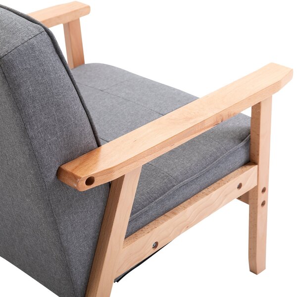 HOMCOM Fotoliu Vintage Stil Scandinav Moale și Confortabil Capitonat cu Butoni, 64,5x70x74 cm, Gri | Aosom Romania