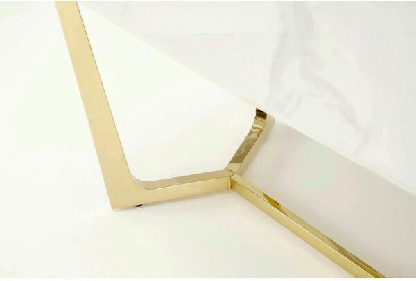 Masa CLEMENTE, alb/auriu, ceramica/metal, 160x90x76 cm