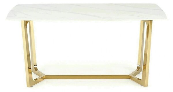 Masa CLEMENTE, alb/auriu, ceramica/metal, 160x90x76 cm