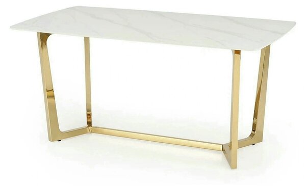 Masa CLEMENTE, alb/auriu, ceramica/metal, 160x90x76 cm
