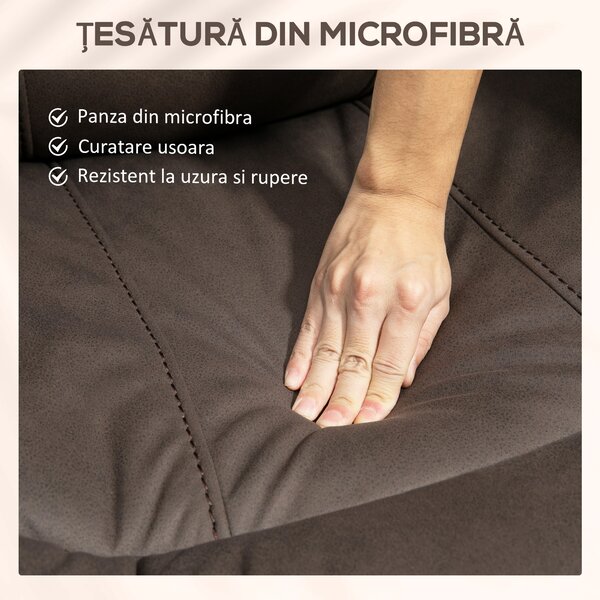 HOMCOM Fotoliu Relax cu inclinare manuala si suport pentru picioare, husa din microfibra si captuseala suplimentara, 97x90x96cm, maro | Aosom Romania