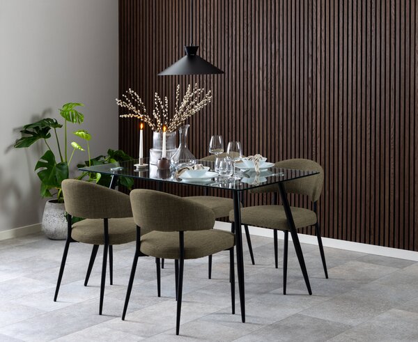 MAZZONI EXPORT IRIS Verde Măsliniu (material Basel 77) - SCAUN MODERN TAPIȚAT CU ȚESĂTURĂ ÎMPLETITĂ PENTRU SALON/SUFRAGERIE LOFT