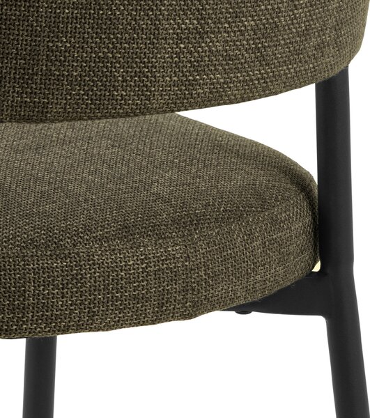 MAZZONI EXPORT IRIS Verde Măsliniu (material Basel 77) - SCAUN MODERN TAPIȚAT CU ȚESĂTURĂ ÎMPLETITĂ PENTRU SALON/SUFRAGERIE LOFT