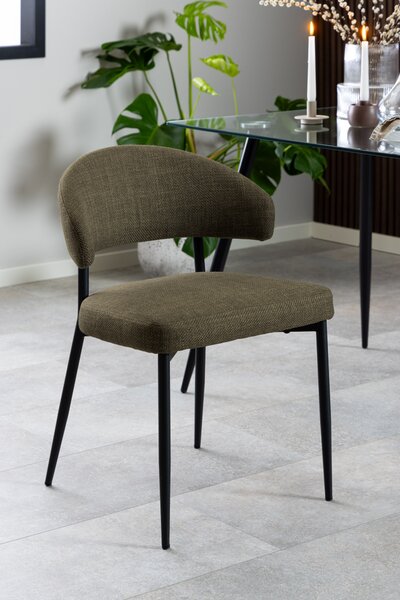 MAZZONI EXPORT IRIS Verde Măsliniu (material Basel 77) - SCAUN MODERN TAPIȚAT CU ȚESĂTURĂ ÎMPLETITĂ PENTRU SALON/SUFRAGERIE LOFT
