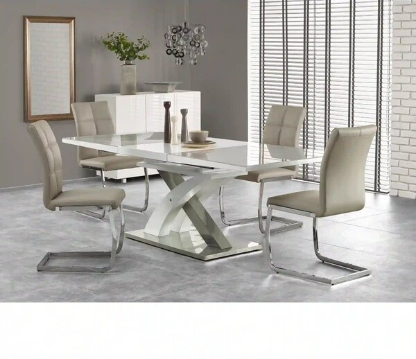 Masa extensibila SANDOR 2, alb/crom, 160/220x90x78 cm