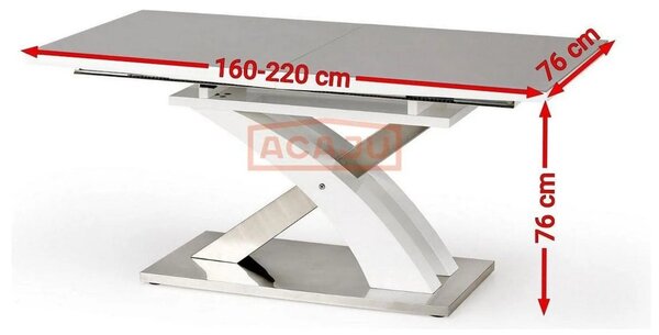 Masa extensibila SANDOR 2, alb/crom, 160/220x90x78 cm