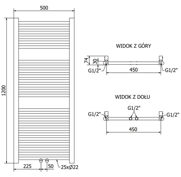 Mexen Mars radiator baie 1200 x 500 mm, 417 W, crom - W110-1200-500-00-01