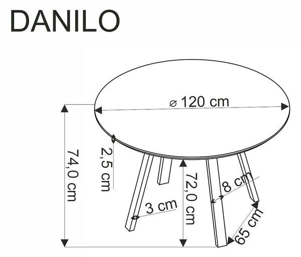 Masa DANILO, nuc/negru, 120x74 cm