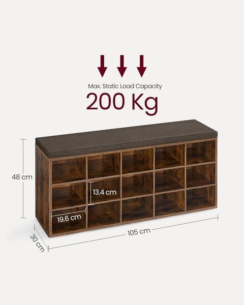 Bancuta pantofar Maro Vasagle 105x30x48 cm