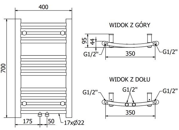 Mexen Ares radiator baie 700 x 400 mm, 240 W, negru - W102-0700-400-00-70
