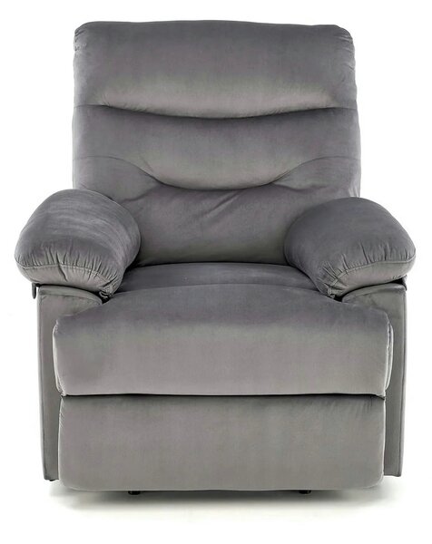 Fotoliu cu recliner DRAGER, gri/negru, stofa catifelata/metal, 88x90/1
