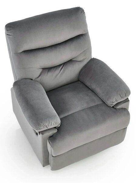 Fotoliu cu recliner DRAGER, gri/negru, stofa catifelata/metal, 88x90/1