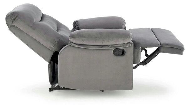 Fotoliu cu recliner DRAGER, gri/negru, stofa catifelata/metal, 88x90/1