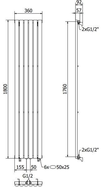 Mexen Oregon radiator decorativ 1800 x 360 mm, 604 W, alb - W202-1800-350-00-20