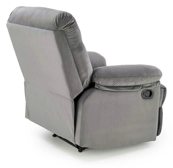 Fotoliu cu recliner DRAGER, gri/negru, stofa catifelata/metal, 88x90/1