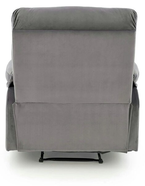 Fotoliu cu recliner DRAGER, gri/negru, stofa catifelata/metal, 88x90/1