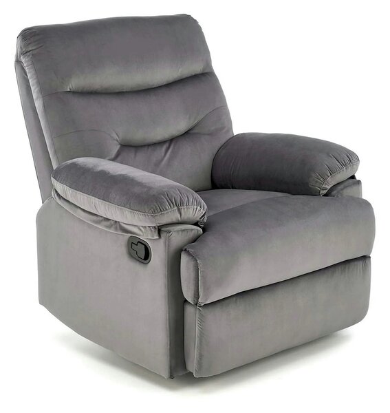 Fotoliu cu recliner DRAGER, gri/negru, stofa catifelata/metal, 88x90/1