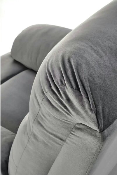 Fotoliu cu recliner DRAGER, gri/negru, stofa catifelata/metal, 88x90/1