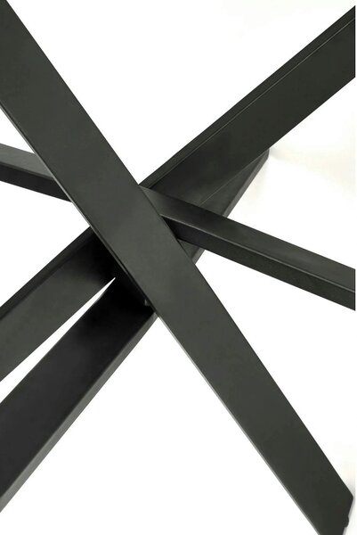 Masa EDGAR 2, alb/negru, ceramica/metal, 100x100x76 cm