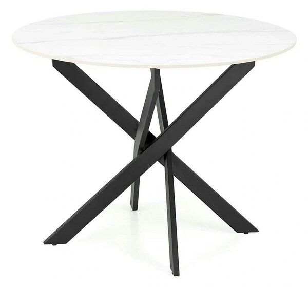 Masa EDGAR 2, alb/negru, ceramica/metal, 100x100x76 cm