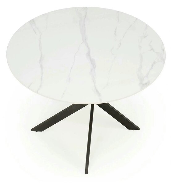 Masa EDGAR 2, alb/negru, ceramica/metal, 100x100x76 cm