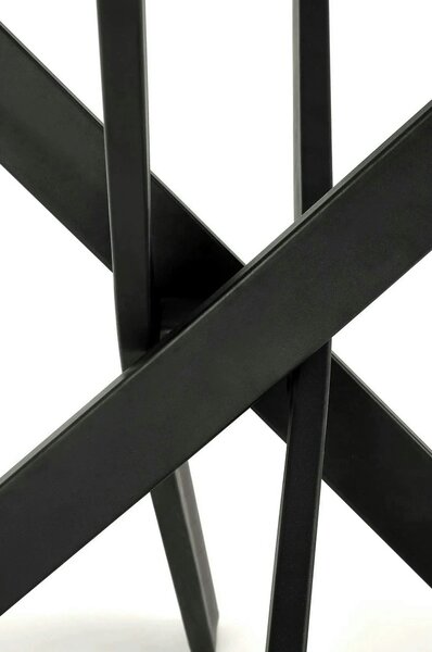 Masa EDGAR 2, alb/negru, ceramica/metal, 100x100x76 cm