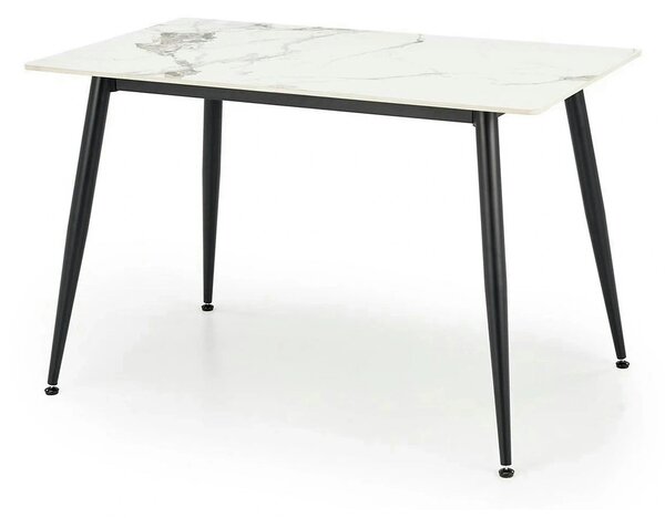 Masa EMILIO 120, alb/negru, ceramica/metal, 120x70x76 cm