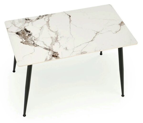 Masa EMILIO 120, alb/negru, ceramica/metal, 120x70x76 cm