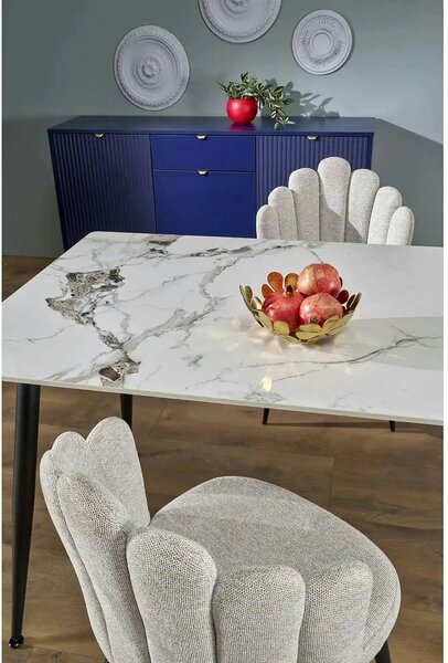 Masa EMILIO 120, alb/negru, ceramica/metal, 120x70x76 cm