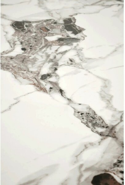 Masa EMILIO 120, alb/negru, ceramica/metal, 120x70x76 cm