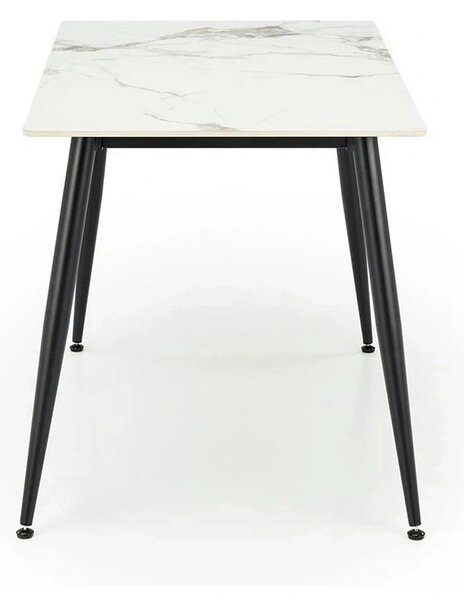 Masa EMILIO 120, alb/negru, ceramica/metal, 120x70x76 cm