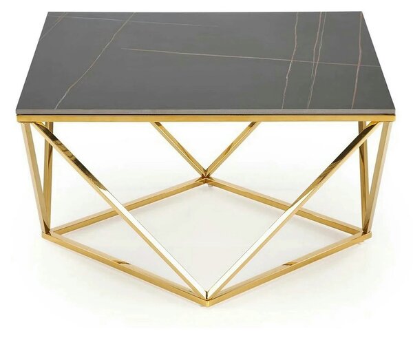Masuta cafea FELICIA, negru/auriu, ceramica/metal, 80x80x46 cm