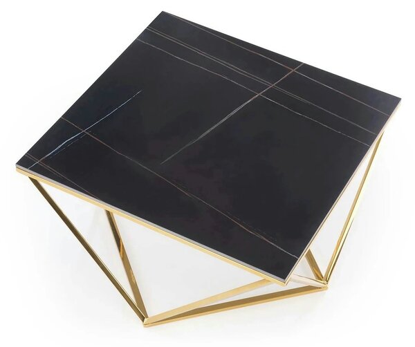 Masuta cafea FELICIA, negru/auriu, ceramica/metal, 80x80x46 cm