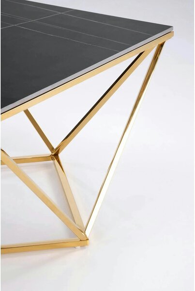 Masuta cafea FELICIA, negru/auriu, ceramica/metal, 80x80x46 cm