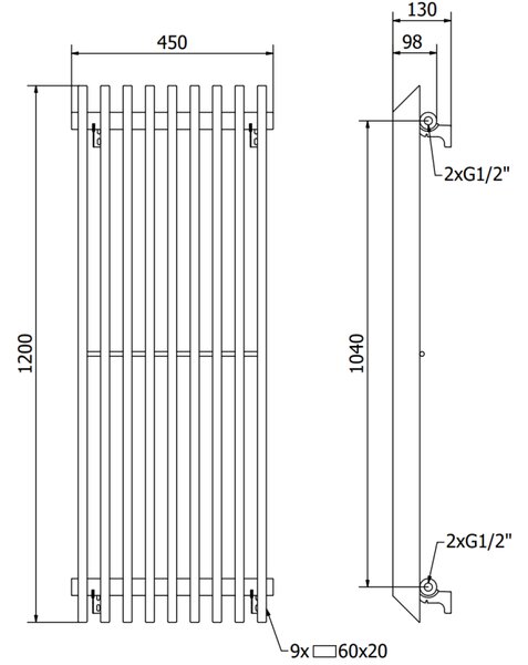 Mexen Aurora radiator decorativ 1200 x 450 mm, 917 W, alb - W212-1200-450-00-20