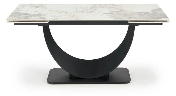 Masa living lux FERNANDO, alb/negru, ceramica/metal, 160/240x92x75 cm